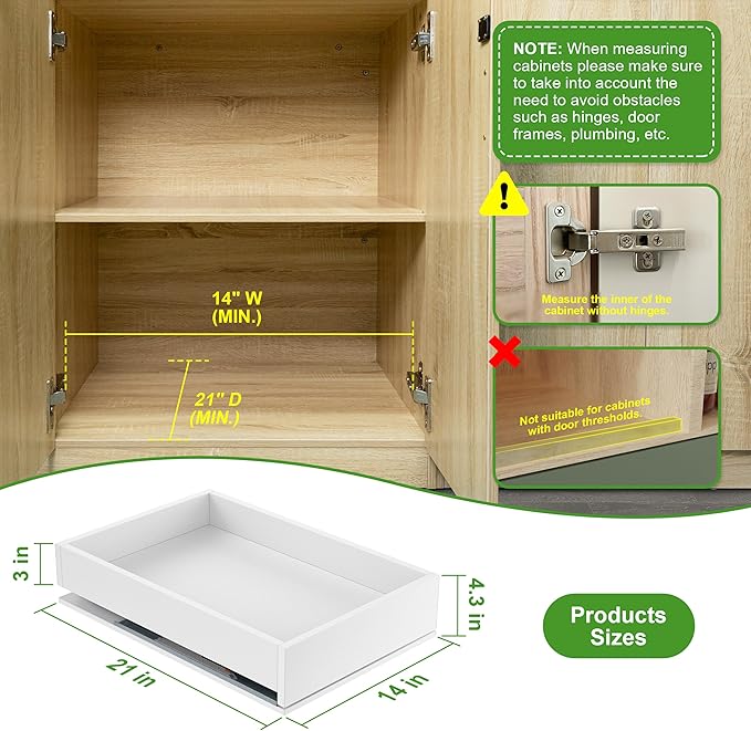 MyLifeUNIT Wooden Pull Out Drawers for Kitchen Cabinets, 14"W Fully Assembled Pull Out Cabinet Organizer Shelves, Soft Close Slide Out Drawer for Cabinet