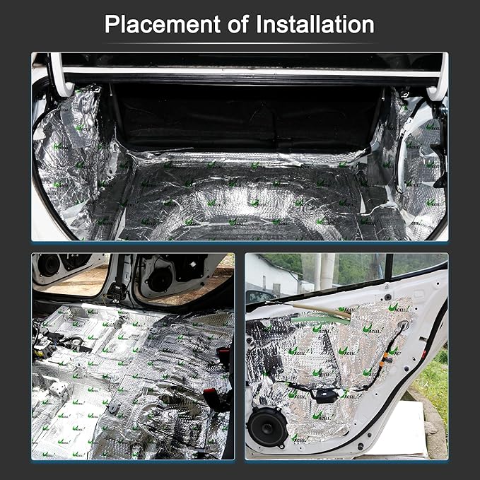 uxcell 2pcs 80mil 5sqft Car Sound Deadener Heat Insulation Mat Butyl Pad Damping Self Adhesive Deadening Material Door Roof Floor Automobile Sound Barrier
