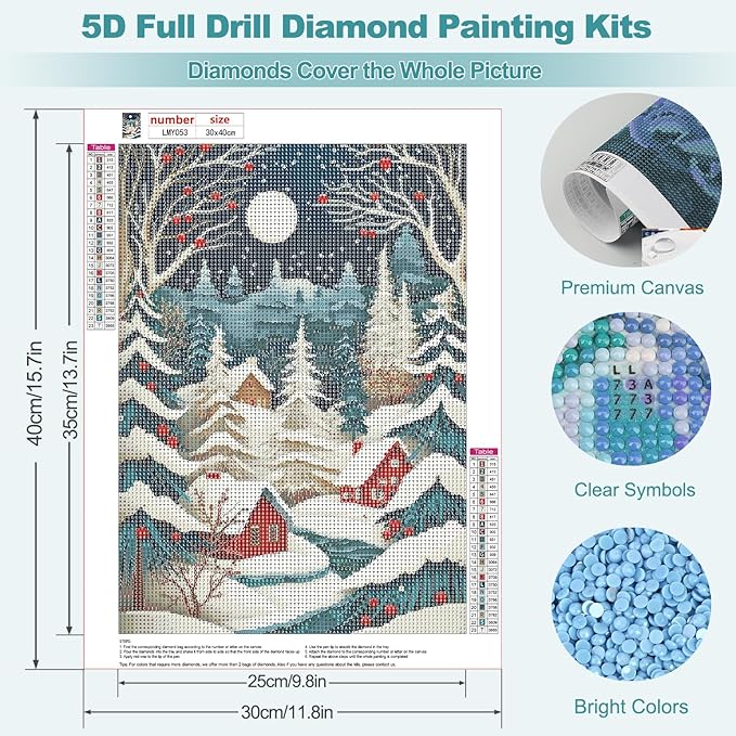 MEIYUDA Christmas Diamond Painting Kits for Adults, 5D Abstract Christmas Tree Diamond Art Kits for Beginners, DIY Gem Art Crystal Painting for Home Wall Decor and Present 12x16inch