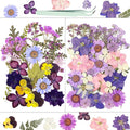 Dried Flowers, Resiners 58Pcs Pressed Flowers for Craft Purple Real Natural Dried Flowers Dry Leaves Kit for DIY Making Crafts Resin Soap Candle Scrapbook Supplies Card Making Jewelry