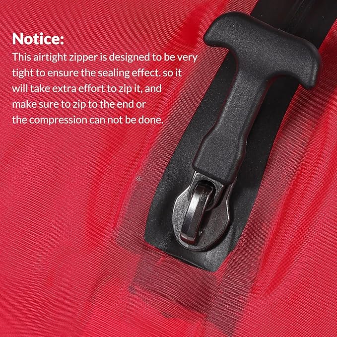 Newdehenm Reusable TPU Travel Vacuum Compression Bags - Waterproof Space Saver Bags for Luggage, Suitcase, Backpack, Storage Organizer (2 Pack, Red)