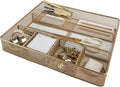 BLU MONACO | Gold Desk Drawer Organizer Tray with 6 Compartments | Metal Mesh Drawer Organizer for Office Supplies & Accessories | Large Desk Organizer for Drawers