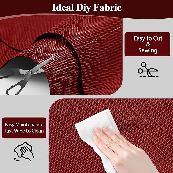 Foreate Waterproof Canvas Fabric by The Yard 600D Fade & UV Resistant Upholstery Fabric for Chairs Patio 58” W Indoor Outdoor Polyester Material Sewing Tent DIY Cloth, 8 Yard Wine Red