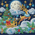 antor Christmas Diamond Painting Kit, 5D Special Shape Diamond Art for Adults, Reindeer Pulling Sleigh at Night DIY Crystal Rhinestones Diamond Painting, Holiday Wall Decor, Winter Home Decoration