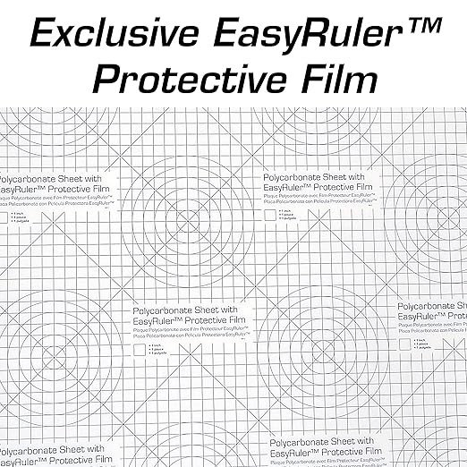 Polycarbonate Clear Plastic Sheet 12" X 12" X 0.118" (1/8") Exact with EasyRuler Film, Shatter Resistant, Easier to Cut, Bend, Mold Than Plexiglass. Window Panel, Industrial, Hobby, Home, DIY, Crafts