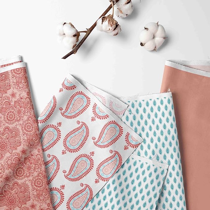 Bacati - Paisley Kids Storage (Laundary Hamper with Wooden Frame and Mesh Liner, Coral/Aqua)