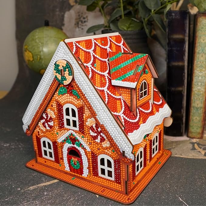 Party Ready 3D Diamond Painting Gingerbread House Christmas Cabin Kit – DIY Holiday Décor, Full Drill Mosaic Art, Festive Craft Kit (Gingerbread House 3)