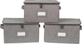 Covermates Keepsakes Zip-Top Storage Box Set, 3 Pack Heavy Duty Polyester Organizer Bins, Stackable Design, ID Window, Reinforced Handles, Closet Home Storage, Grey Heather