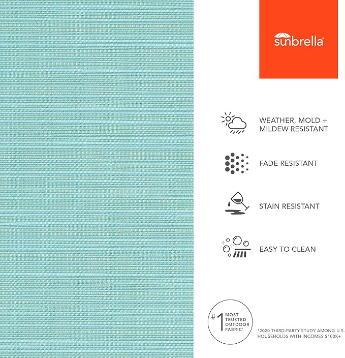 Sunbrella Outdoor Fabric by The Yard | Dupione Celeste (Textured) | Official Sunbrella Seller | Indoor or Outdoor Upholstery Fabric for Chairs, Cushions, Drapery, Pillows, Furniture