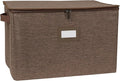 Covermates Keepsakes Zip-Top Storage Box Set, 3 Pack Heavy Duty Polyester Organizer Bins, Stackable Design, ID Window, Reinforced Handles, Closet Home Storage, Brown Heather