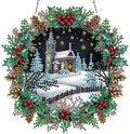 MOGTAA Christmas Diamond Art Hanging Kits for Adults Kids, Christmas Winter Diamond Art Suncatchers, 5D Special Shape Diamond Landscape Painting Window Pendant Kit for Home Garden Wall Decor