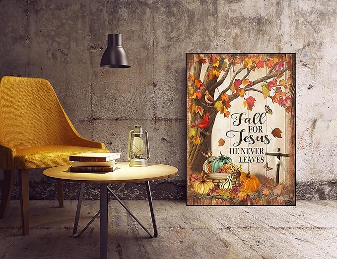 KINPLUB Fall for Jesus Diamond Painting Kits for Adults, Autumn 5D Diamond Art Kits, DIY Paint with Diamonds Kit, Full Drill Round Dots Gem Art for Home Wall Decor 12 x 16 Inch