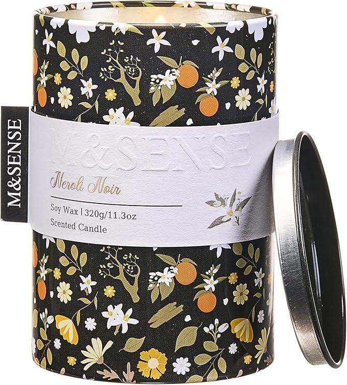 M&SENSE Spring Candle 11.3 oz, Neroli Noir Scented Candle, Non-Toxin Soy Wax for Home Scented, Floral Candles Gift for Her, Up to 70 Hours Burning Long-Lasting Fragrance