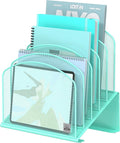 Delifox Inclined Desk File Organizer,Vertical File Folder Holder Stand Metal Rack File Sorter for Office Classroom Desktop Organization