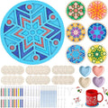 Fiwochic 24 Sets Winter Snowflake Sand Art Kits Double Layered Wooden Winter DIY Coasters Craft Snowflake Make Your Own Cup Coasters for DIY Holiday Activities Table Decoration