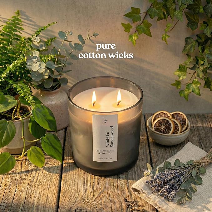 Aspen & Oak Luxury Beeswax Candle 16oz - Long Burning Pure Beeswax Candles, Non Toxic, Natural, Clean, Essential Oil Scented Organic Candles, Home Decor & Gifts - White Fir Sandalwood