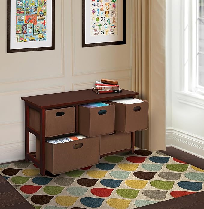 Badger Basket Five Drawer Nursery Storage Organizer with Fabric Baskets - Fabric/Cherry
