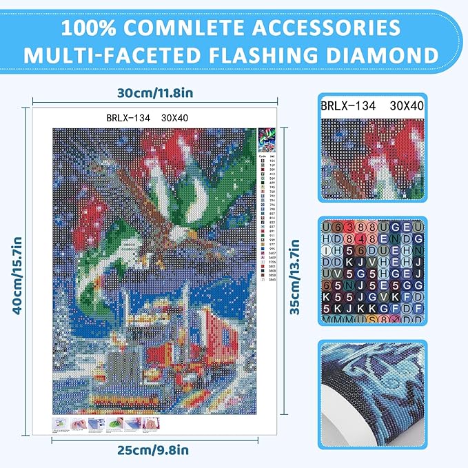 Skyboda Eagle Diamond Art Kits for Adults Beginners, Christmas Truck Diamond Painting Kits for Adults,5D Full Drill DIY Diamond Dot Gem Art Kit Wall Home Decor Arts Craft 12x16 inch