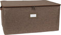 Covermates Keepsakes Zip-Top Storage Box Set, 3 Pack Heavy Duty Polyester Organizer Bins, Stackable Design, ID Window, Reinforced Handles, Closet Home Storage, Brown Heather