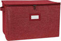 Covermates Keepsakes Zip-Top Storage Box Set, 3 Pack Heavy Duty Polyester Organizer Bins, Stackable Design, ID Window, Reinforced Handles, Closet Home Storage, Red Heather