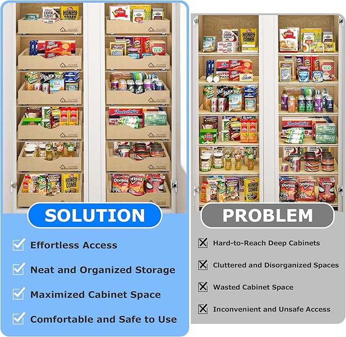 WelFurGeer Soft Close Pull Out Drawers for Cabinets, 8" W x 21" D Pull Out Cabinet Drawer with Heavy Duty Slides, Pull Out Cabinet Organizer, Cabinets Roll Out Drawers, Pull-Out Home Organizers