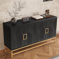 Amposei Accent Sideboard Cabinet 59.8-Inch Retro Credenza Console Storage Cabinet Dining Buffet Table with 4 Doors & Adjustable Shelves for Living Room Entrance, Black