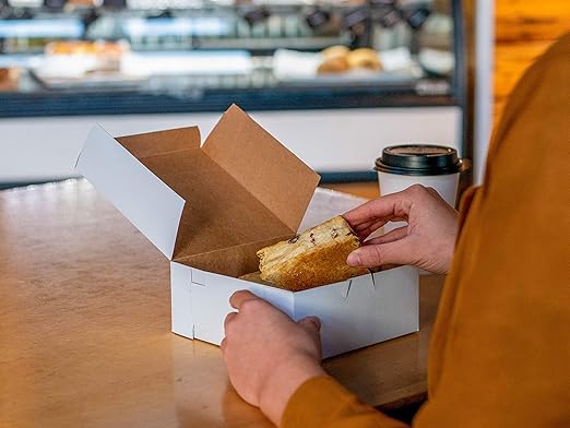 Southern Champion Tray 0966 Premium Clay Coated Kraft Paperboard White Non-Window Lock Corner Bakery Box, 9" Length x 9" Width x 6" Height (Case of 100)