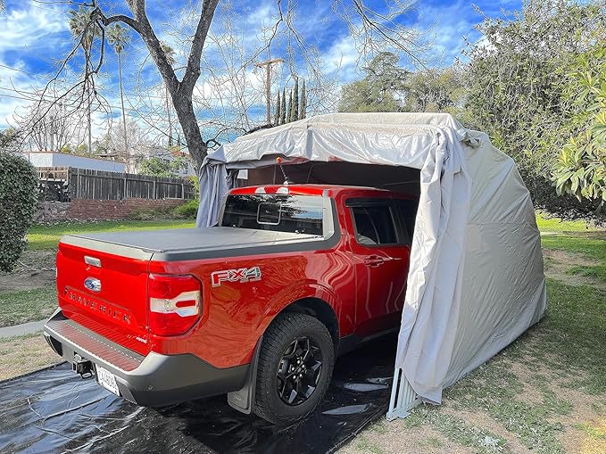 Ikuby Retractable Carport – Foldable Lockable Car Shelter, Heavy Duty All Weather Portable Garage for Cars and SUVs