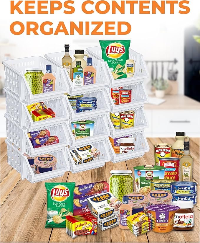 TidyFriend Small Stackable Storage Bins for Toy Organizer and Storage 12 Pack, Toy Storage Organizer for Kids Room and Home Organization (White)