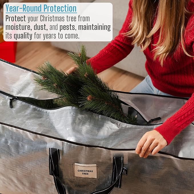 VENO 2 Pack Clear Christmas Tree Storage Bag - Fits 9 Ft Artificial Trees, Heavy Duty Large Bags with Zipper, Durable Handles, and Labeling Card Slot, Alternative to Storage Boxes with Lids (2 Pack)