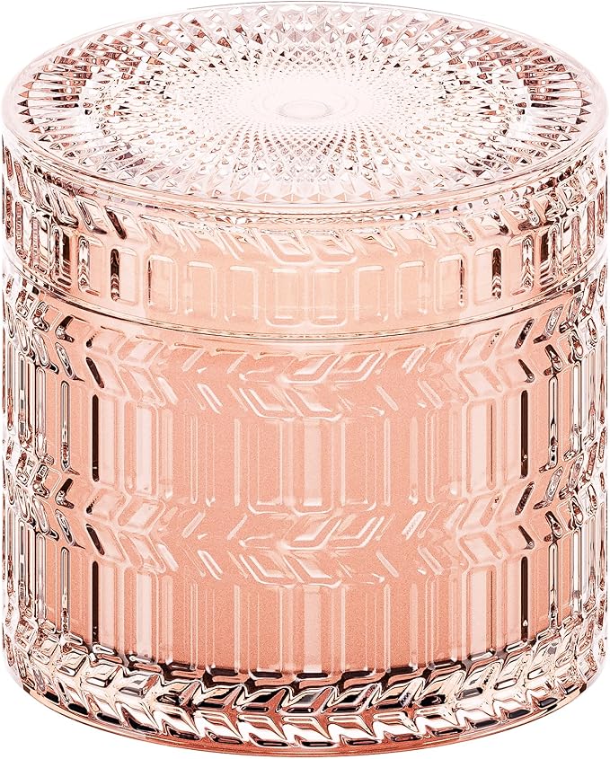 Hidden Label Sandalwood Rose Scented Candle with Crackling Wood Wick, 7.4oz Pink Soy Candle for Home Scented, 55H Clean Burn, Non-Toxic Aromatherapy Candle for Relaxation, Romance & Gifting
