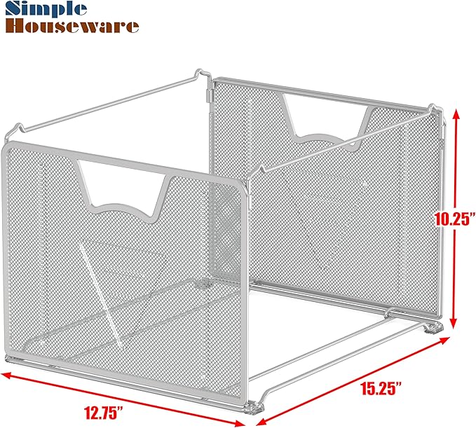 Simple Houseware Mesh Hanging File Folder Organizer, Silver