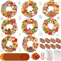 Hollowfly 48 Sets Christmas Wreath Craft Kits DIY Gingerbread Man Wreath Hanging Ornaments with Stickers for Christmas Xmas Party Supplies Favors Home Activities