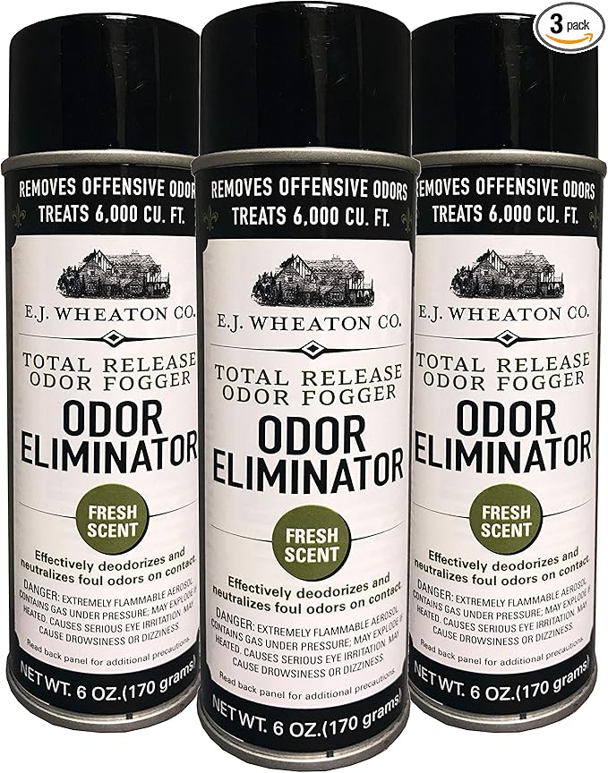E.J. Wheaton Odor Eliminator, Total Release Odor Fogger, 3 Pack, Effectively Deodorizes and Neutralizes Foul Odors on Contact, Fresh Scent (6 OZ)