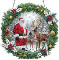 MOGTAA Christmas Diamond Art Hanging Kits for Adults Kids, Christmas Deer Diamond Art Suncatchers, 5D Special Shape Santa Claus Diamond Painting Window Pendant Kit for Home Garden Wall Decor