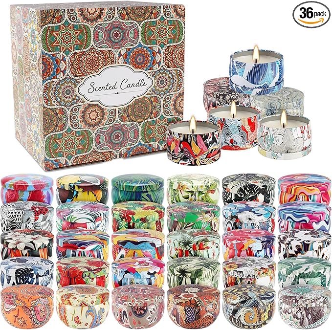 Set 36Pack Scented Candles Gifts Soy Wax Travel Tin Jar Candles for Home 2.5 OZ jar Candles for Mom, Birthday, Thanksgiving, Mother's Day,Aromatherapy,Valentine's Day Gifts