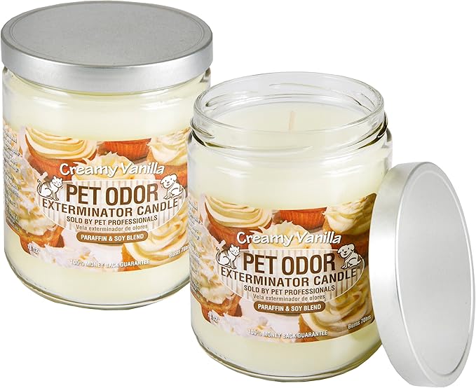 Odor Exterminator Candle, Creamy Vanilla, 13 Ounce Jar (Pack of 2)