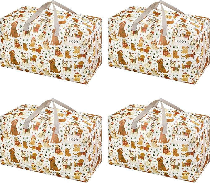 VENO 4 Pack Extra Large Heavy Duty Moving Bags with Wide Opening & Reinforced Handles, Reusable Storage Tote Bags with Strong Zippers for Clothes, College Dorm Essentials & Moving Supplies