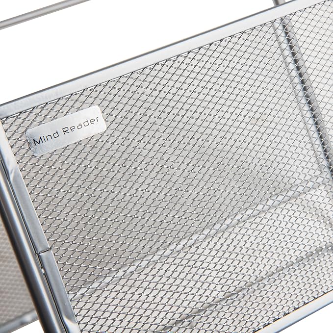 Mind Reader Hanging File Folder Organizer, Desktop Organizer, Storage, Office, Metal Mesh, 13"L x 9.75"W x 10.25"H, Silver