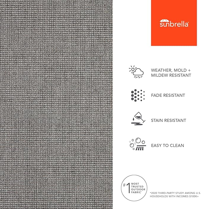 Sunbrella Outdoor Fabric by The Yard | Smoke (Solid) | Official Sunbrella Seller | Indoor or Outdoor Upholstery Fabric for Chairs, Cushions, Drapery, Pillows, Furniture