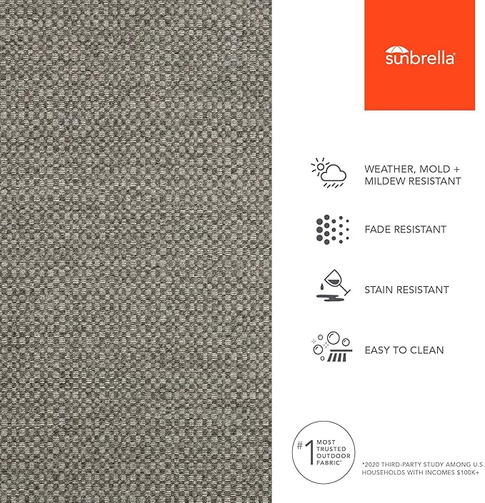 Sunbrella Outdoor Fabric by The Yard | Action Ash (Textured) | Official Sunbrella Seller | Indoor or Outdoor Upholstery Fabric for Chairs, Cushions, Drapery, Pillows, Furniture