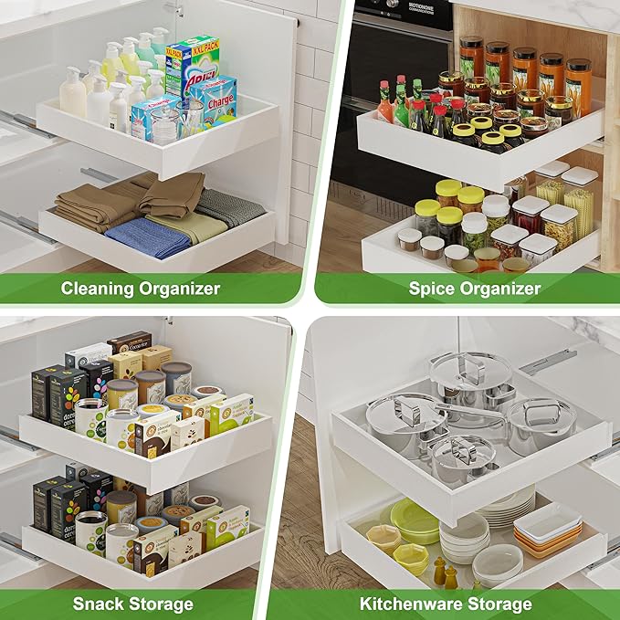 MyLifeUNIT Wooden Pull Out Drawers for Cabinets, 20"W Fully Assembled Pull-Out Cabinet Organizer Shelves, Soft Close Slide Out Drawer for Kitchen Cabinet