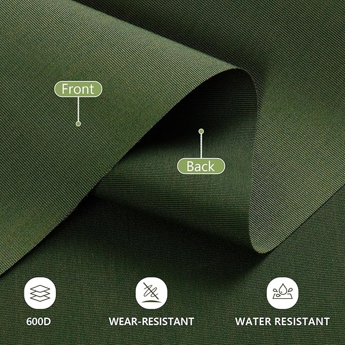 Waterproof Canvas Fabric by The Yard, 58inch 600D Upholstery Fabric Polyester Material Outdoor Water Resistant Material for Sewing Chair Patio Cushion Bag Sofa Seat Repair, 5 Yard Green