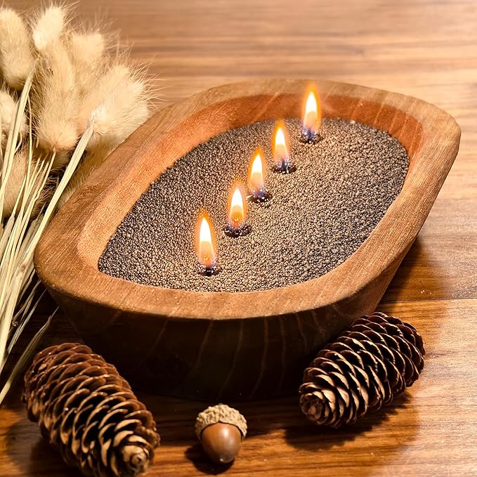 Fovara - Pearled Sand Candles with Wicks, 3.3 lbs - Sand Wax Candle Kit: Wooden Dough Bowl,50 Wicks, Jasmine & Lavender Scented Oil - Long-Lasting Candle Beads, Non-Toxic, Reusable Candles - Black