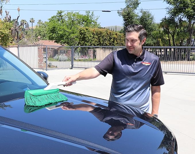 California Car Duster Detailing Combo with Plastic Handle and Green Mop 62455