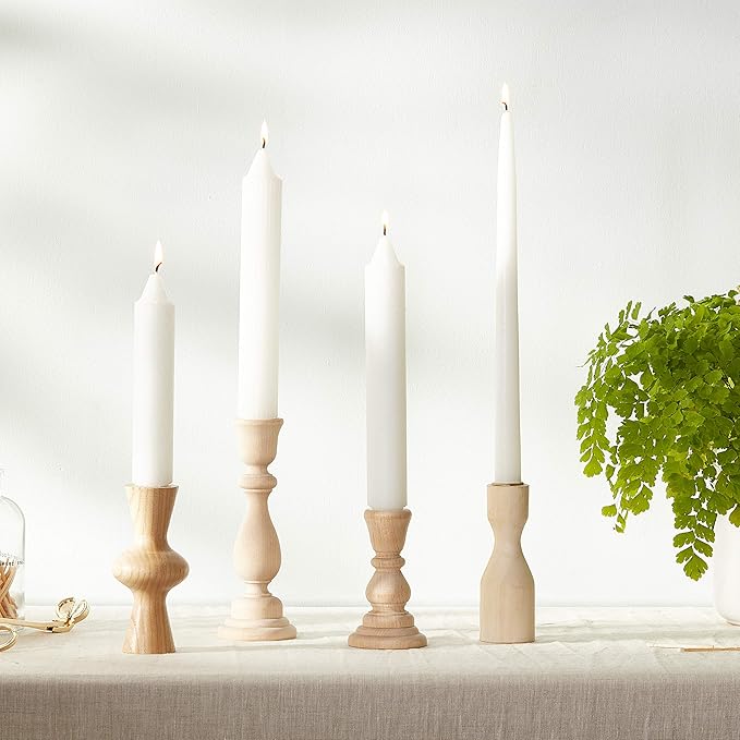 Root Candles 4-Count Unscented Dinner Candles Dripless Beeswax Enhanced Grecian Collenette Boxed Candle Set, 9-Inch, White