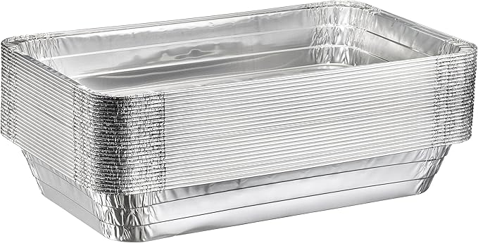 (10 Count) Full Size Deep Steam Table Pans Without Lids | Aluminum Foil Pans | Disposable Food Containers for Baking, Freezing, and Storage (21” x 13” x 3”)