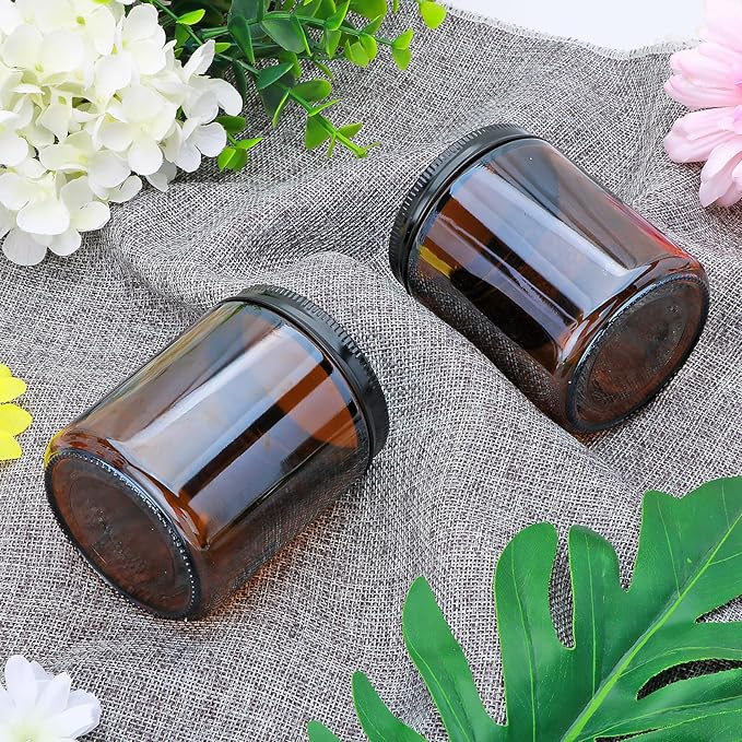 Salzesfalls 16 Pack Dark Amber Candle Jars for Making Candles,8 oz Glass Jars with Lids,Candle Jars with 16 Metal lids,Canning Jars For Candles,Spice,Powder,Liquid,Sample