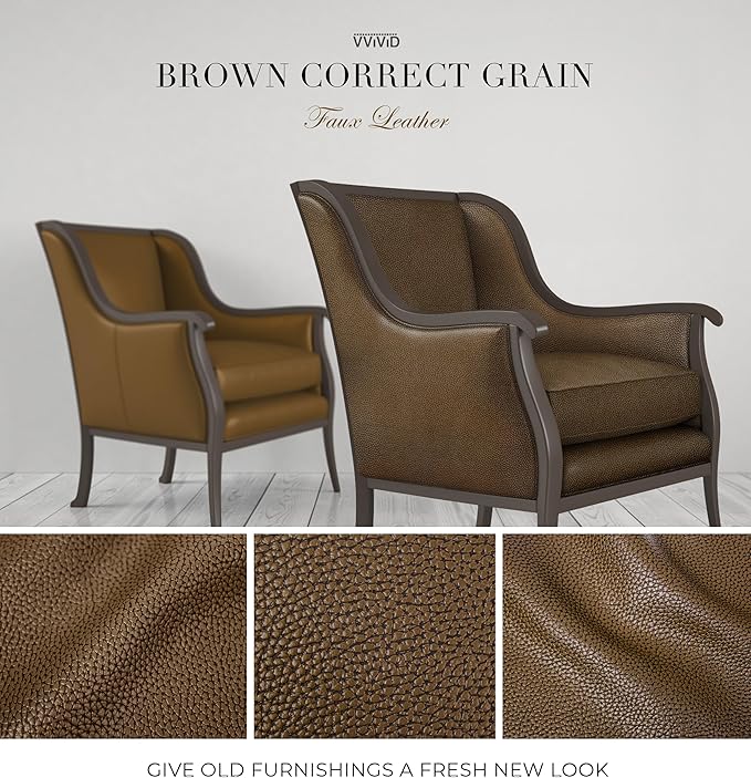 VViViD Bycast65 Brown Correct-Grain Faux Leather Marine Vinyl Fabric (1.5ft x 54")