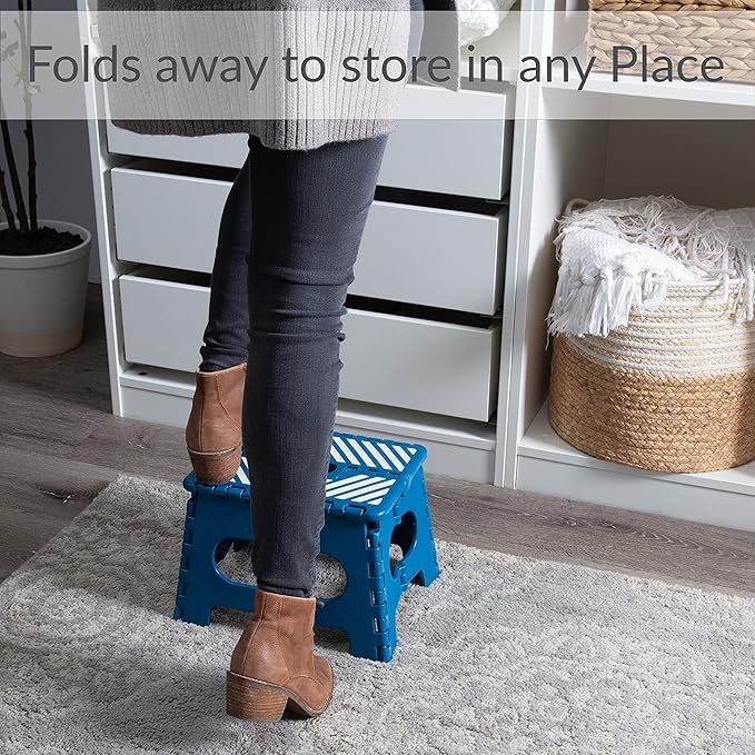 Simplify Folding Step Stool-Lightweight, Sturdy and Safe, Carrying Handle, Easy to Open, for Kitchen, Bathroom, Bedroom, Kids or Adults